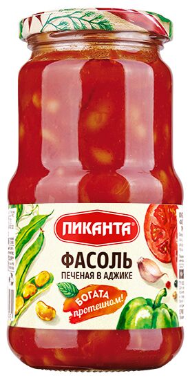 Фасоль Пиканта 470г печеная в аджике 1х6