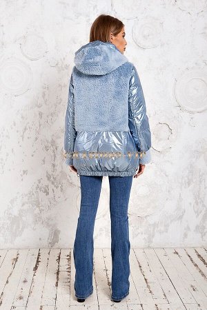 Модная комбинированная куртка с отделкой из шерсти