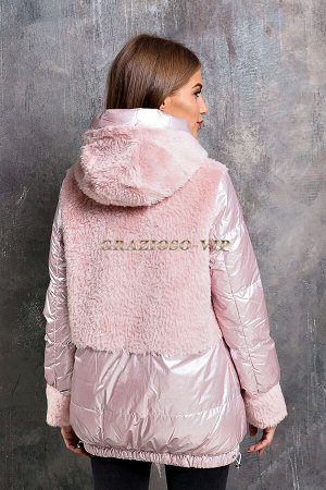 Модная комбинированная куртка с отделкой из шерсти