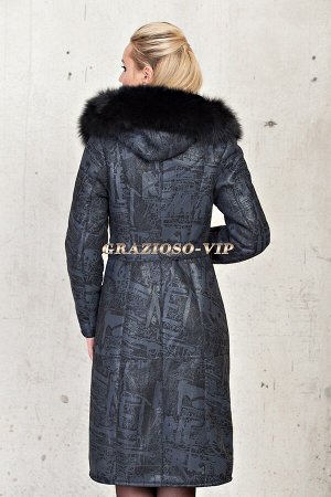 Удлиненная кожаная дубленка
