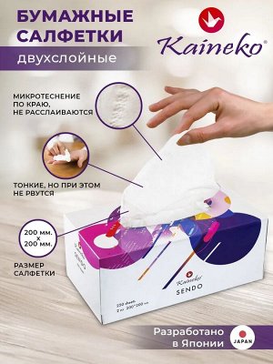 САЛФЕТКИ БУМАЖНЫЕ KAINEKO Сендо 2 СЛ 750 ШТ,  (3 упаковки по 250 шт.)