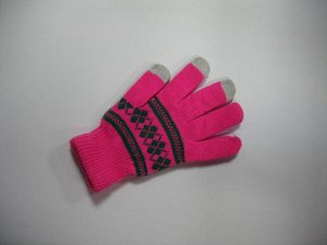 Сенсорные перчатки   с рисунком розово-зелёные р.16-20