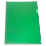 Папка-уголок А4 непрозр. глянцевая плотная ф.А4, пластик 0.18мм, зеленая, Бюрократ