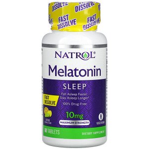 Natrol, Мелатонин, максимальная сила, цитрусовый вкус, 10 мг, 60 таб