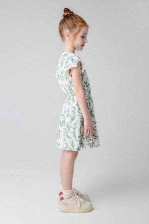 Платье для девочки Crockid КР 5792 сливки, зеленые веточки к363