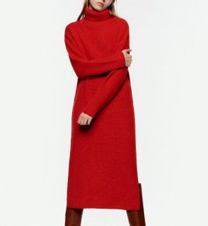 Вязаное платье ZARA со скидкой, красное