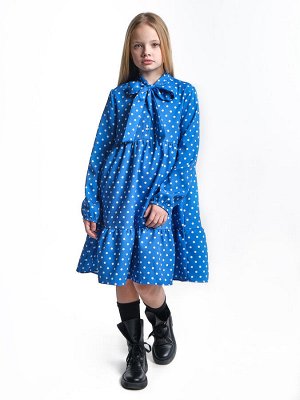 Платье (128-146см) UD 7014(6)т.голуб горох