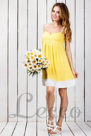Платье Материал: трикотажДлина : до коленаДлина рукава: без рукаваЦвет: жёлтый