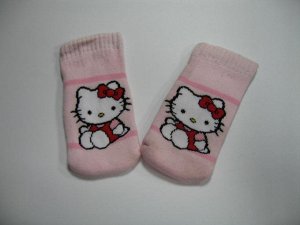 Носки для новорожденных махровые (без пятки) "Китти" розовые