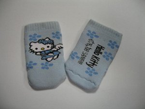 Носки для новорожденных махровые (без пятки) "Китти" голубые