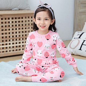 Детская пижама, принт "Зайчики", цвет розовый