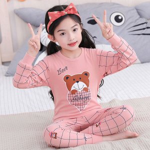 Детская пижама, с принтом, цвет розовый