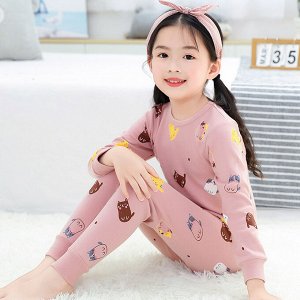 Детская пижама, принт "Котики", цвет розовый