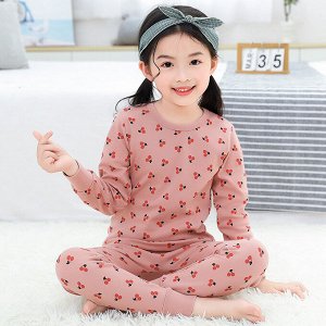 Детская пижама, принт "Вишня", цвет розовый