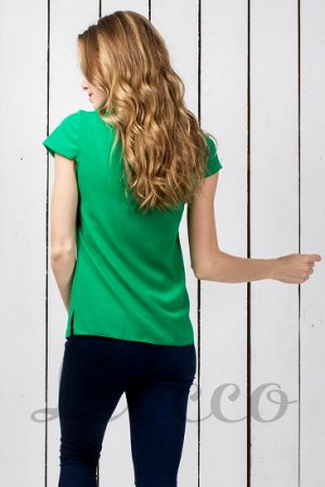 Блузка Материал: креп-шифонДлина : 62 смДлина рукава: 1/4 короткийЦвет: зеленый