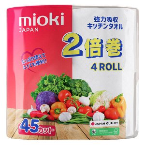 Полотенца кухонные бумажные "MIOKI" 2 слоя, размер листа 230х240 мм, 16.8 метра (4рул/уп)
