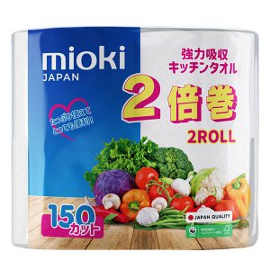 Полотенца кухонные бумажные "MIOKI" 2 слоя, размер листа 210х220 мм, 33 метра (2рул/уп)