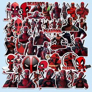 Наклейки на телефон, виниловые стикеры Дэдпул / Deadpool, 50шт., 3-7см.