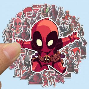 Наклейки на телефон, виниловые стикеры Дэдпул / Deadpool, 50шт., 3-7см.