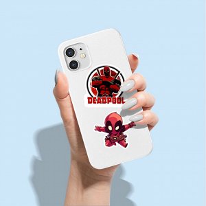 Наклейки на телефон, виниловые стикеры Дэдпул / Deadpool, 50шт., 3-7см.