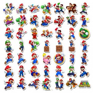 Наклейки на телефон, виниловые стикеры Марио / Mario, 50шт., 3-7см.