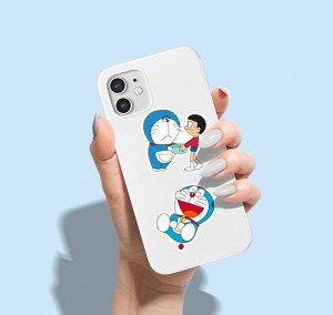 Наклейки на телефон, виниловые стикеры Дораемон / Doraemon, 50шт., 4-7см.