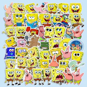 Наклейки на телефон, виниловые стикеры Губка Боб / SpongeBob, 50шт., 3-7см.