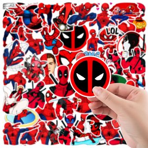 Наклейки на телефон, виниловые стикеры Человек-Паук и Дэдпул / Spider-Man Deadpool, 50шт., 5-8см.