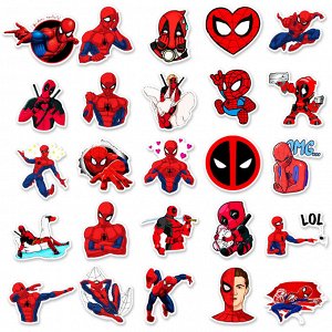 Наклейки на телефон, виниловые стикеры Человек-Паук и Дэдпул / Spider-Man Deadpool, 50шт., 5-8см.