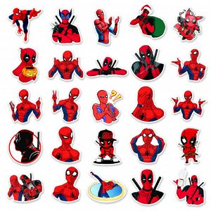 Наклейки на телефон, виниловые стикеры Человек-Паук и Дэдпул / Spider-Man Deadpool, 50шт., 5-8см.