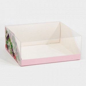Коробка для кондитерских изделий с PVC-крышкой «Ягоды», 25 х 22,5 х 10 см