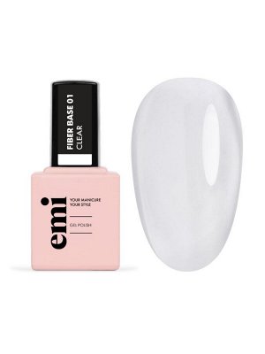 База для гель лака прозрачная E.MiLac Fiber Base Gel Clear №1, 15 мл.