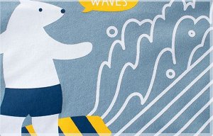 Голубая футболка "Медведь на сёрфе"