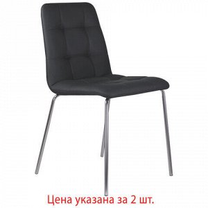 Стулья КОМПЛЕКТ 2 шт. BRABIX "Twins CF-011", хром каркас, экокожа, черный, 532765