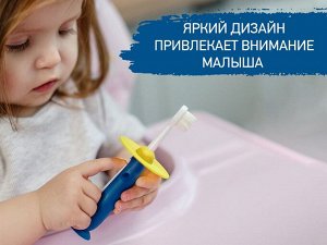 щетка зубная для детей "Пингвин" ультрамягкая, 10.000 щетинок, 2шт. Голубой+Желтый