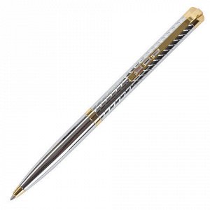Ручка подарочная шариковая GALANT "Barendorf", корпус серебристый с гравировкой, золотистые детали, пишущий узел 0,7 мм, синяя, 141011