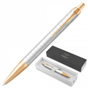 Ручка шариковая PARKER "IM Premium Pearl GT", жемчужный лак, позолота, синяя, 2143643