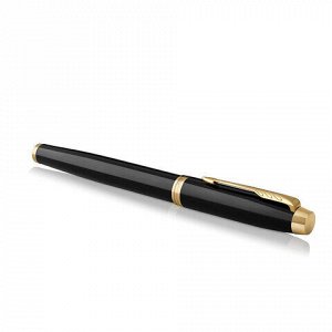 Ручка-роллер PARKER "IM Core Black Lacquer GT", черный глянцевый лак, позолота, черная, 1931659