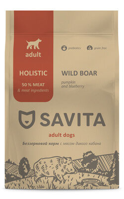 Сухой корм Savita Для собак средних пород с мясом дикого кабана . 1 кг. Холистик. Россия