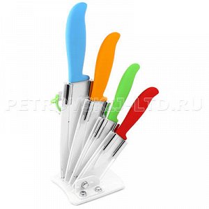 Нож с керамическим лезвие набор 4 штуки цветная ручка, на ра