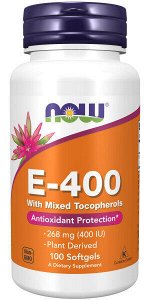 NOW E-400 MIXED TOC Tocopherols, 100 softgels