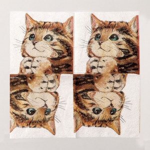 Салфетки бумажные однослойные «Котёнок», набор 100 штук, 24 ? 24 см