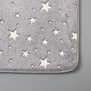 Коврик для ванной светящийся в темноте Доляна «Светящиеся звёзды», 50x80 см, цвет серый, рисунок МИКС
