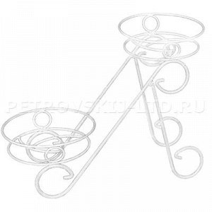 ПДЦ148бс 70716 - Стойка для цветов "Фиалка 2" 42х18х31см, на 2 горшка д16см, металл, белое серебро (Россия). 