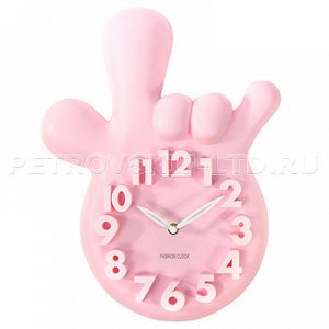 Часы настенные "Пальцы веером" 32х32см пластм., розовый (Кит