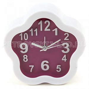 0037as 63323 - Часы-будильник "Цветок" 12х12см мягкий ход, пластм., цвета микс (Китай). Часы - незаменимый элемент любого интерьера, необходимы дома, на даче, в офисе, кафе и ресторанах!
