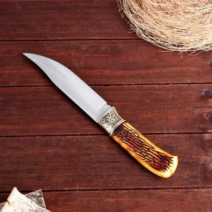 Нож охотничий "Бьёрг", 28 см, в чехле, рукоять под кость, с узором