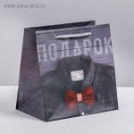 Пакет ламинированный квадратный «Мужской стиль», 14 × 14 × 9 см
