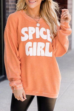 Оранжевый свитшот с круглым вырезом и принтом SPICE GIRL