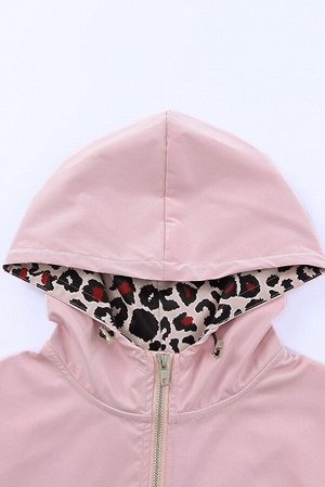 Черно-розовое леопардовое худи в стиле колорблок
